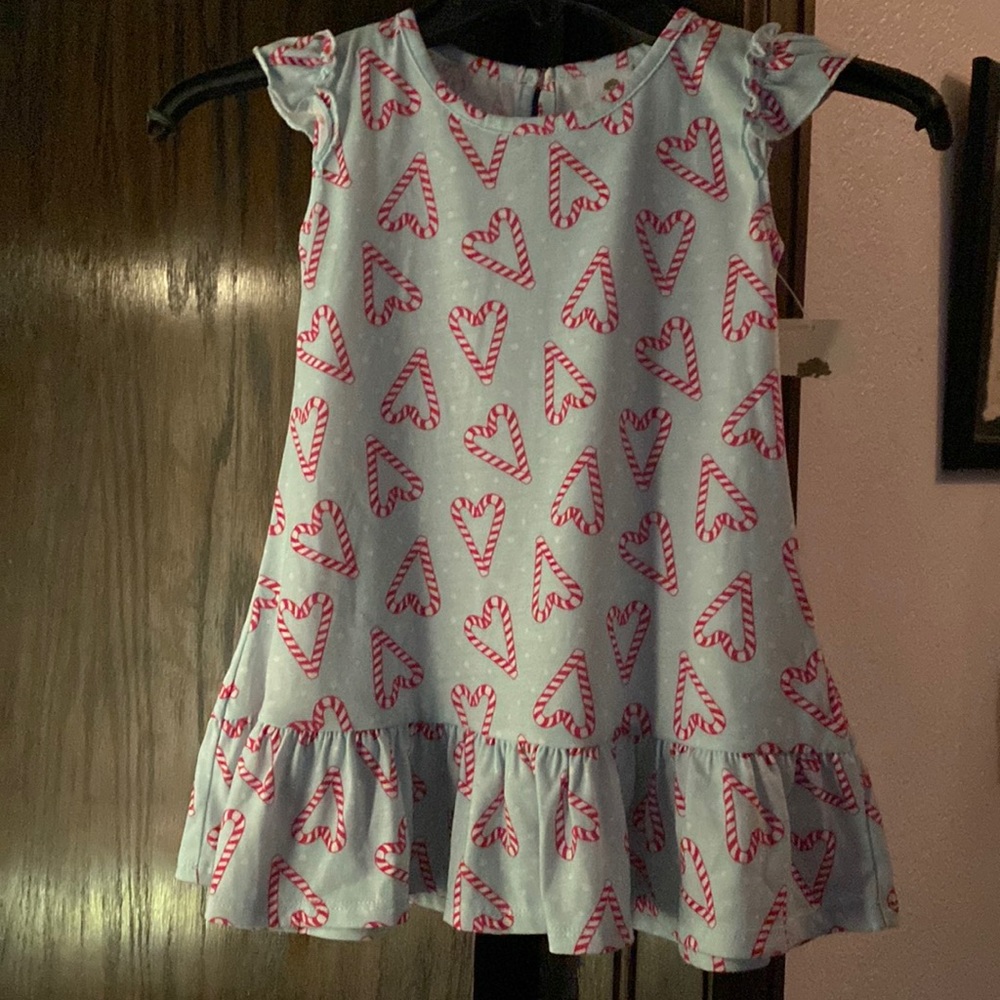 NWT Tucker + Tate candy cane heart Ruffle Nightgown, Size 2T